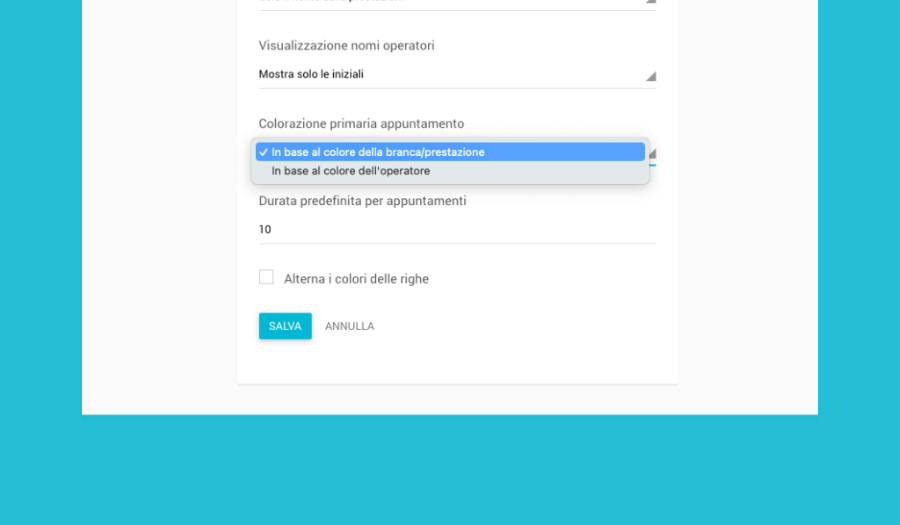 Agenda - Appuntamenti - Opzione per associare un colore in base all'operatore